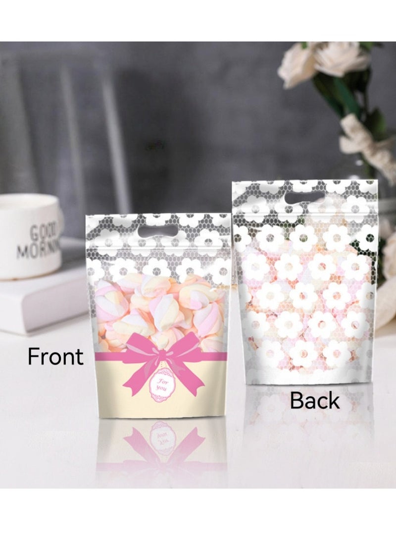 50pcs Bow Design In 2 Colors Ziplock Bags, Stand Up Bags for Snacks, Candies, Biscuits Gift packaging - Image 5