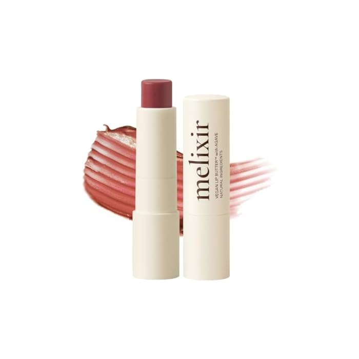 Melixir Vegan Lip Butter (12 Colors), Hydrating Tinted Lip Balm Stick, Bee-Free, Petrolatum-Free, Plant-Based, Moisturizes Dry & Chapped Lips With Shea Butter, Sheer, Natural Finish - #02 Nudy Rose