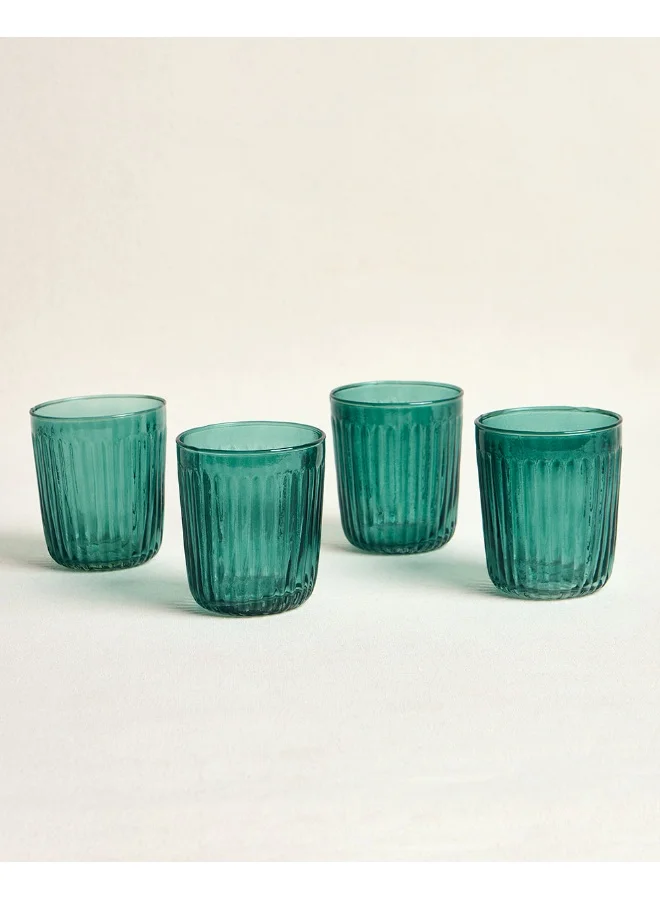 Chumbak Chumbak Cove Glass Tumblers - Set of  4, 250ml | Glass Tumbler Juice Glass - Set of 4, Transparent