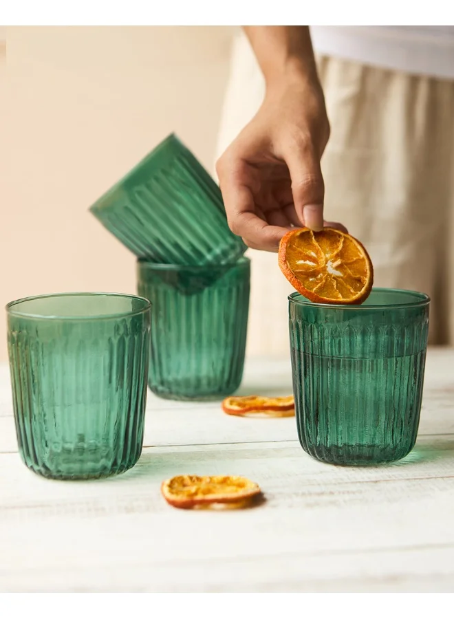 Chumbak Chumbak Cove Glass Tumblers - Set of  4, 250ml | Glass Tumbler Juice Glass - Set of 4, Transparent
