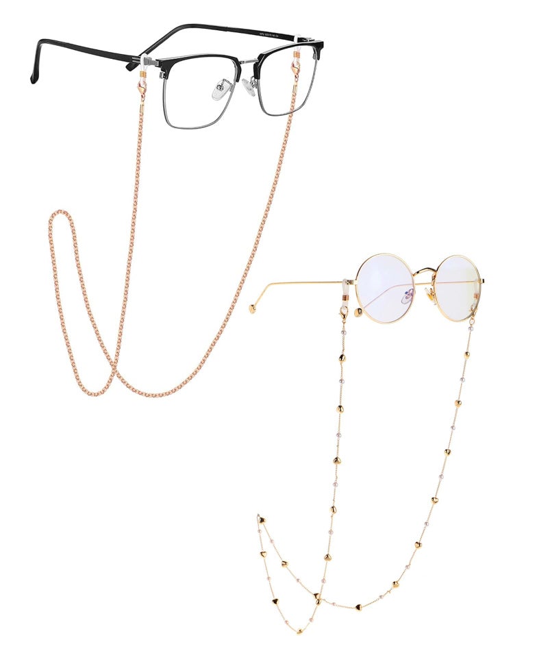 AGMITRAKA 2-Pack Spectacle Chain for Women, Stylish Beaded Glasses Holder, Anti-Slip Specs Chain for Daily Use, Fashion Accessory for Office and Gym - Image 1
