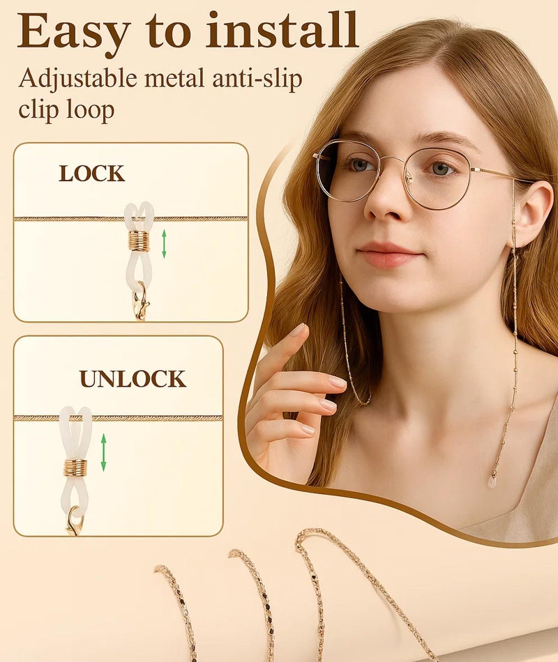 AGMITRAKA 2-Pack Spectacle Chain for Women, Stylish Beaded Glasses Holder, Anti-Slip Specs Chain for Daily Use, Fashion Accessory for Office and Gym - Image 5