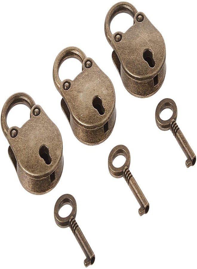 Kathson Old Vintage Antique Style Mini Archaize Padlocks Key Lock With key (Lot Of 3) - Image 1