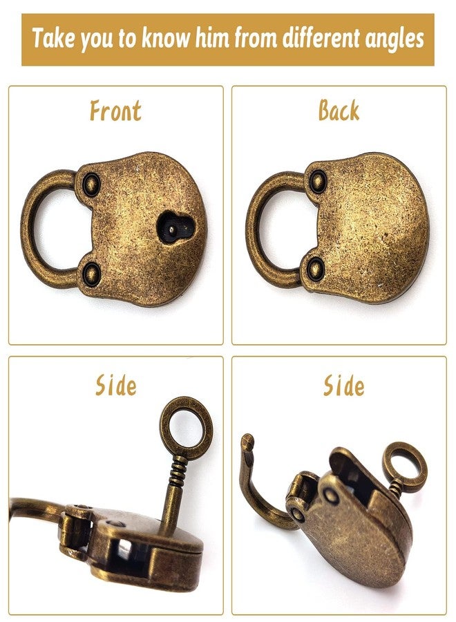 Kathson Old Vintage Antique Style Mini Archaize Padlocks Key Lock With key (Lot Of 3) - Image 3