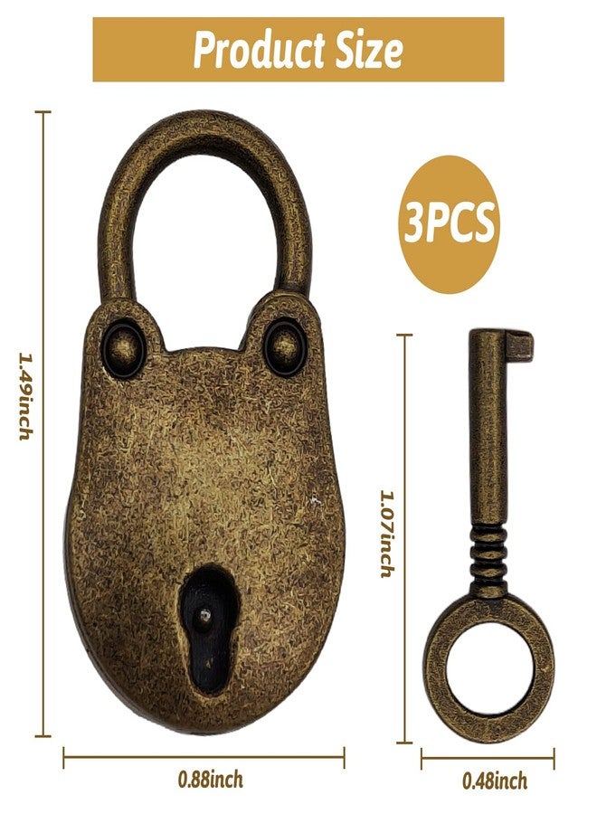 Kathson Old Vintage Antique Style Mini Archaize Padlocks Key Lock With key (Lot Of 3) - Image 2
