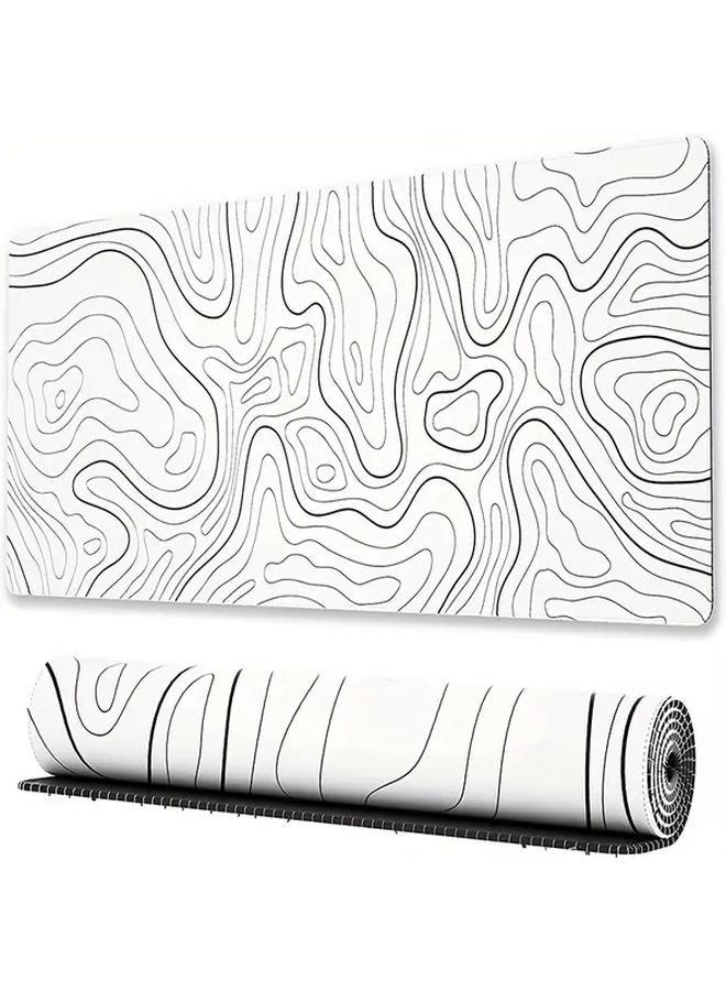 1pc Topographic Mouse Pad Abstract Fluid White Extended Gaming Mouse Pad Desk Mat Laptop Waterproof Desk Decor Writing Pad For Work Game Office Home Topographic Contour - Image 1