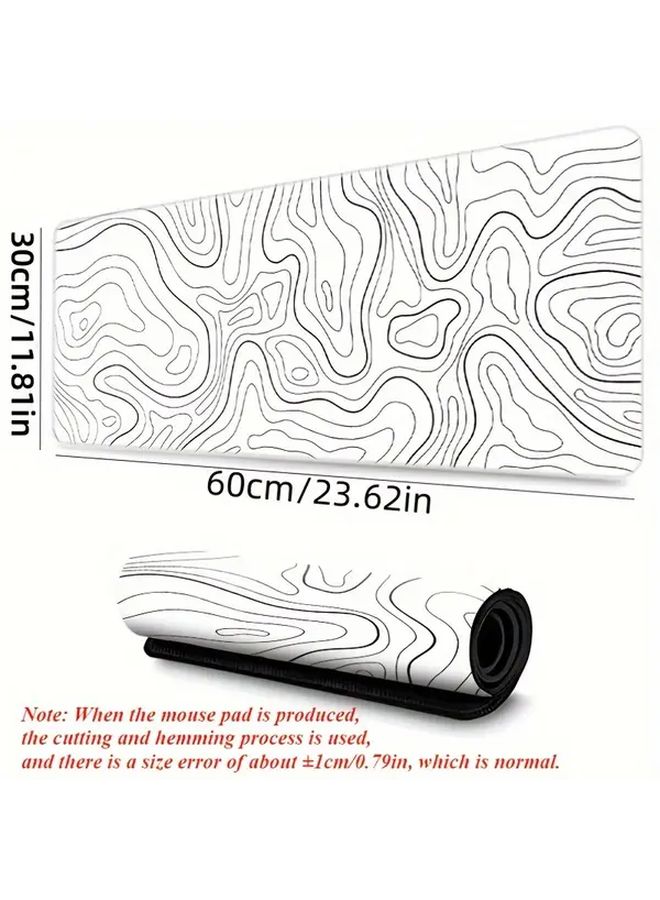 1pc Topographic Mouse Pad Abstract Fluid White Extended Gaming Mouse Pad Desk Mat Laptop Waterproof Desk Decor Writing Pad For Work Game Office Home Topographic Contour - Image 2