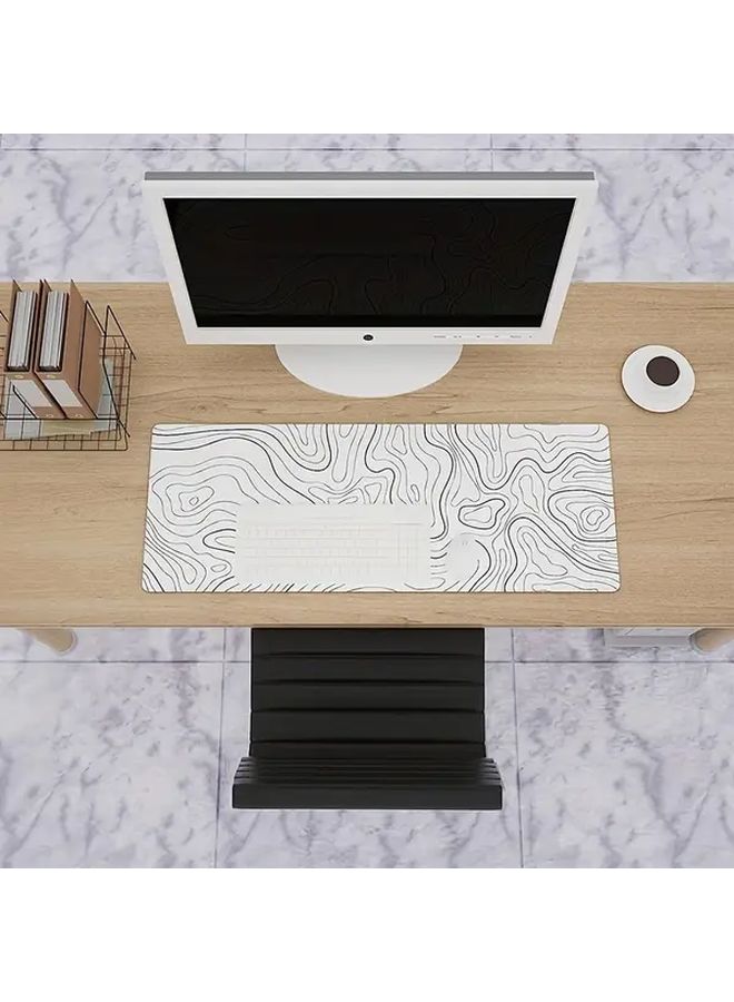1pc Topographic Mouse Pad Abstract Fluid White Extended Gaming Mouse Pad Desk Mat Laptop Waterproof Desk Decor Writing Pad For Work Game Office Home Topographic Contour - Image 4