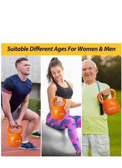 WENBO Kettlebell For Men & Women Vinyl Coated Cast Iron Kettlebell Exercise Fitness Kettlebell For Home & Gym Strength Workout (20Lbs Orange)  - Image 5