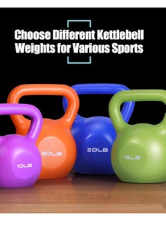WENBO Kettlebell For Men & Women Vinyl Coated Cast Iron Kettlebell Exercise Fitness Kettlebell For Home & Gym Strength Workout (20Lbs Orange)  - Image 4