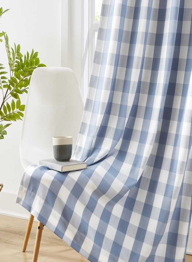 Amzdecor Blue White Buffalo Plaid Full Blackout Curtains 84 Inch Long for Bedroom Living Room Farmhouse Check Patterned Drapes Thermal Insulated Soundproof Grommet Window Treatment, 2 Panels, 52"x84" - Image 2