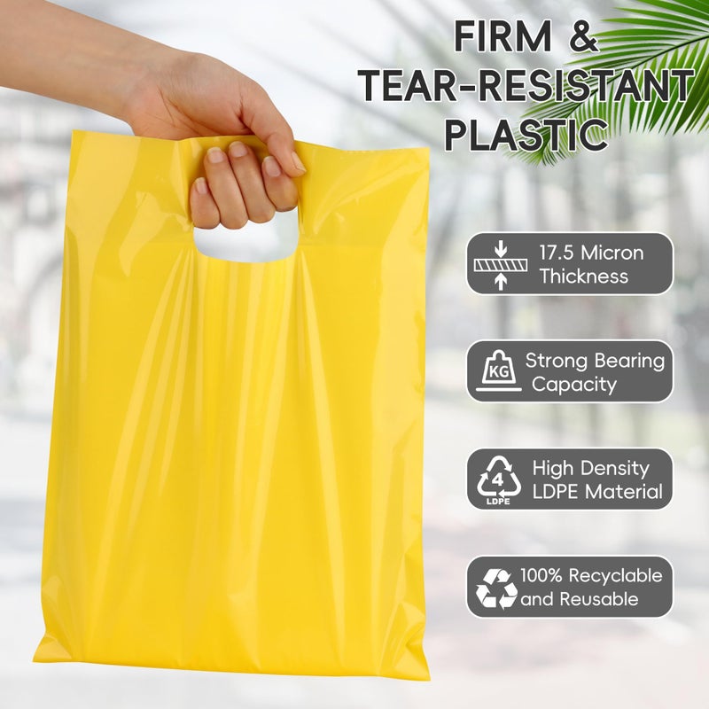 POPGIFTU 100-Pack Plastic Gift Bags with Handles -10 Vibrant Colors, 9x12 Inches,1.75 Mil Thick Glossy, Bulk Multicolor Goodie Bags for Kids Birthday, Party Favors, Small Business & Retail Store - Image 2