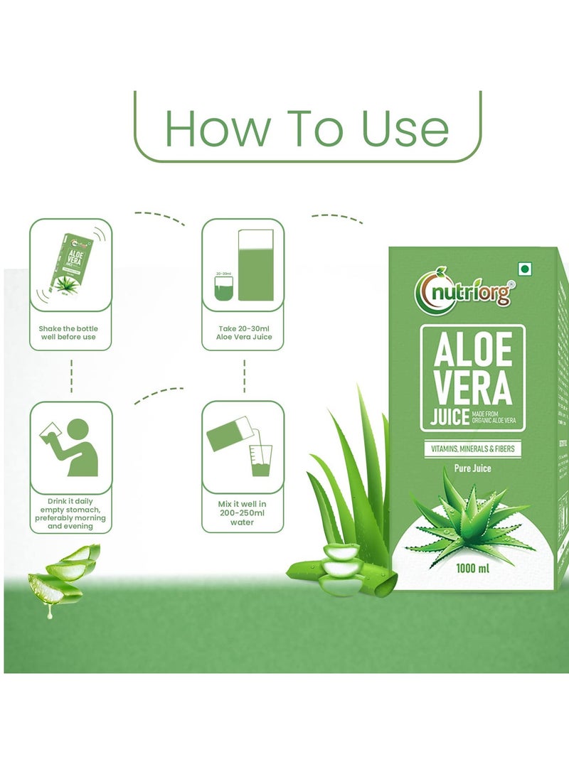 nutriorg - Nutriorg Aloe Vera Juice 1000ML, Suitable For Healthy Hair and Skin, Detox Juice - Image 1