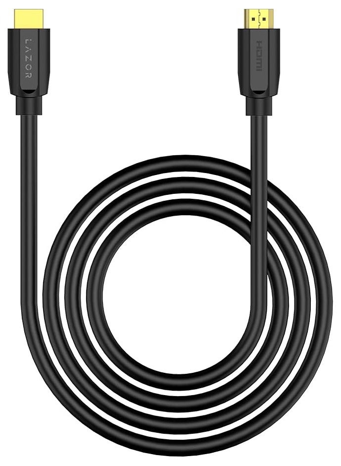 Lazor Hdmi Cable 2.0 24K Gold-Plated Connectors 4K 50/60Hz Ultra Hd 3D Cord Braided Hd12 Black- 3M - Image 1