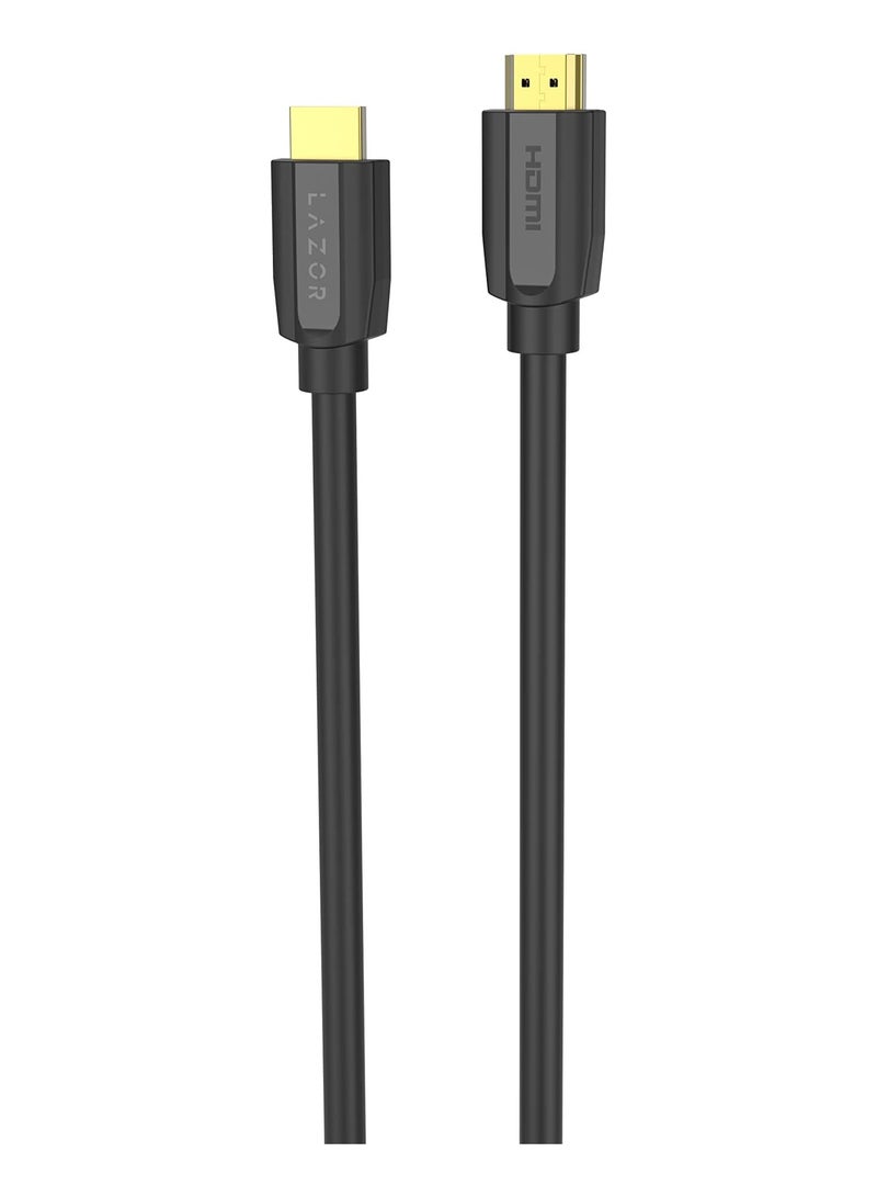 Lazor Hdmi Cable 2.0 24K Gold-Plated Connectors 4K 50/60Hz Ultra Hd 3D Cord Braided Hd12 Black- 3M - Image 2