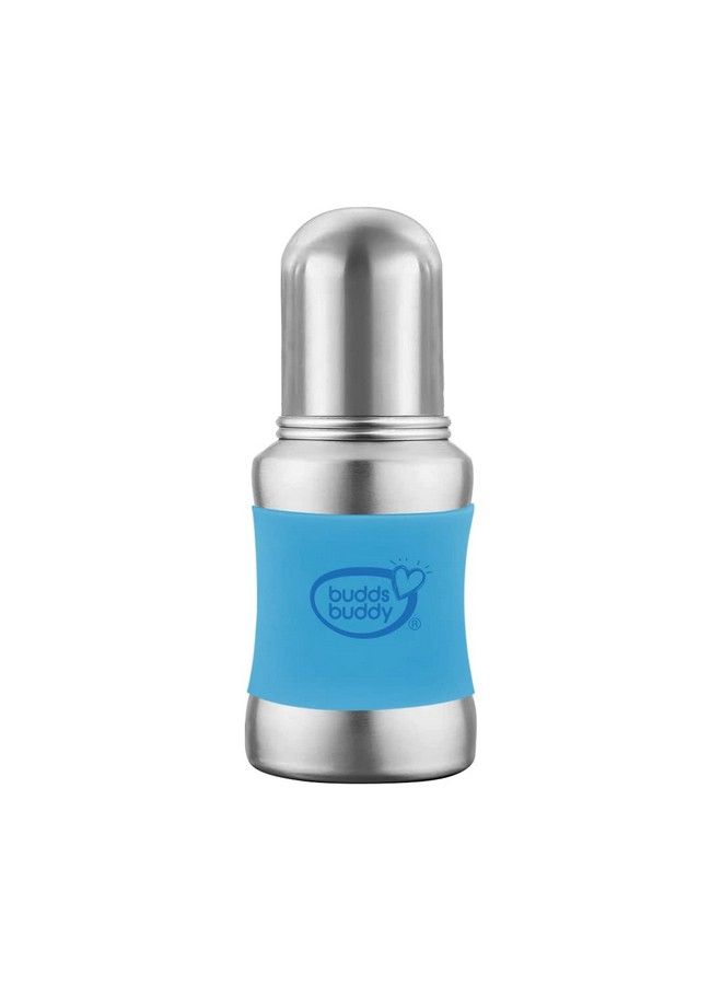 BuddsBuddy Stella Plus Neck New Born Baby Feeding Bottle Made With High Grade Stainless Steel ; Rust Free Feeding Bottle With Nipple ; Leak Proof Baby Bottle ; With Extra Spout Sipper ; 180 Ml ; Blue - Image 2