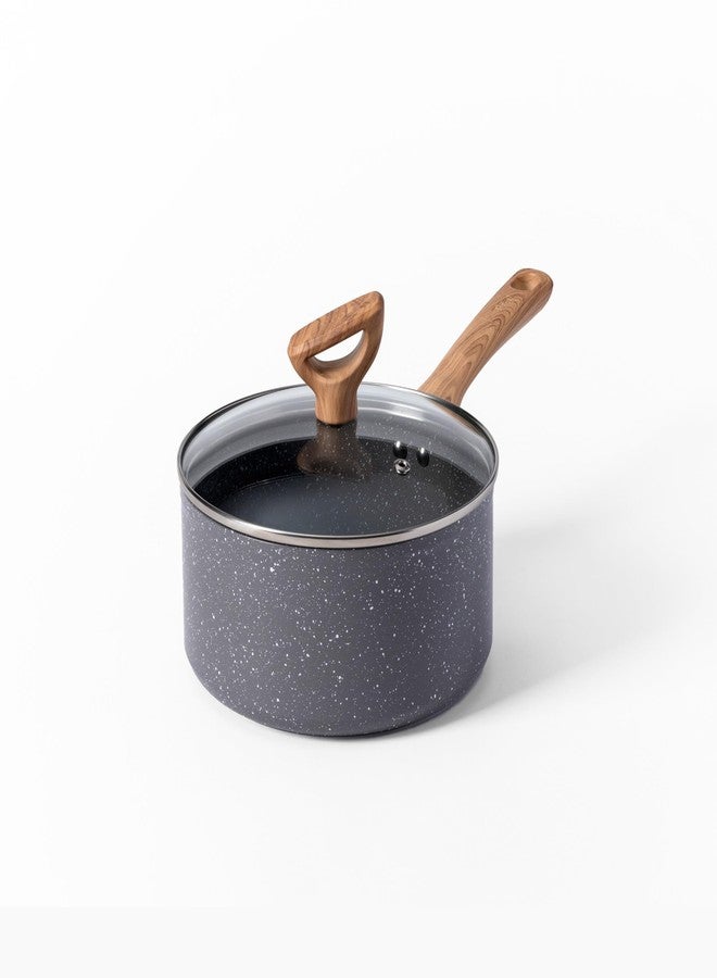 T-Fal Revive Ceramic Nonstick Sauce Pan with Lid, 3 Qt, Oven Safe to 350°F Cookware,with Stay-Cool Handle, Stone Grey - Image 1