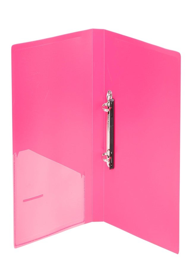 Worldone 2D Ring Binder 17mm Chrome Plated Clip with 0.8 mm Virgin PP Sheet, Spine Label for Classification, Pockets on Inside Cover for Loose Sheets, Size A4, Pack of 2 (Radiant Pink) - Image 3