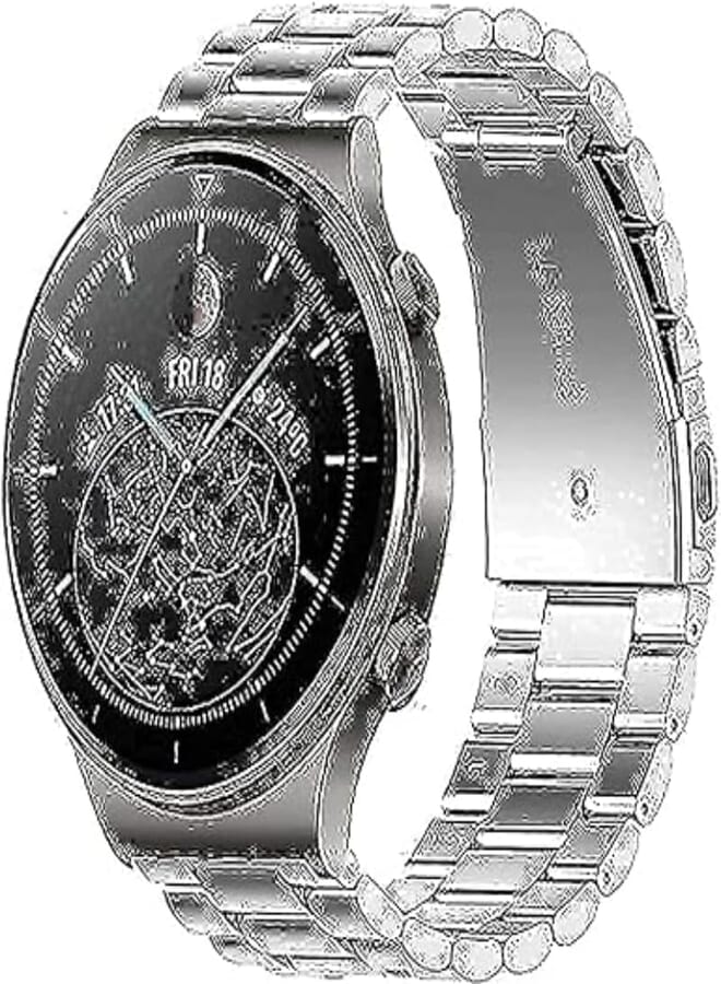 G-Power Stainless Steel Replacement Wrist Band Strap With Double Folding Clasp And High Elasticity Design Specially For Huawei Smart Watches Like Gt2 Pro 22 Mm - Silver 