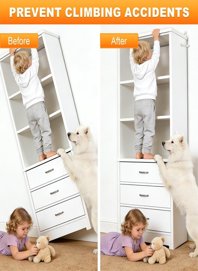 Smloplom 12 Pack Furniture Anchors for Baby Proofing, Anti Tip Furniture Anchors Kit(450lb), Furniture Wall Anchor for Dresser, Cabinet & Bookcase, Earthquake, Baby & Pet Safety in Nursery, Living Room (White) - Image 4