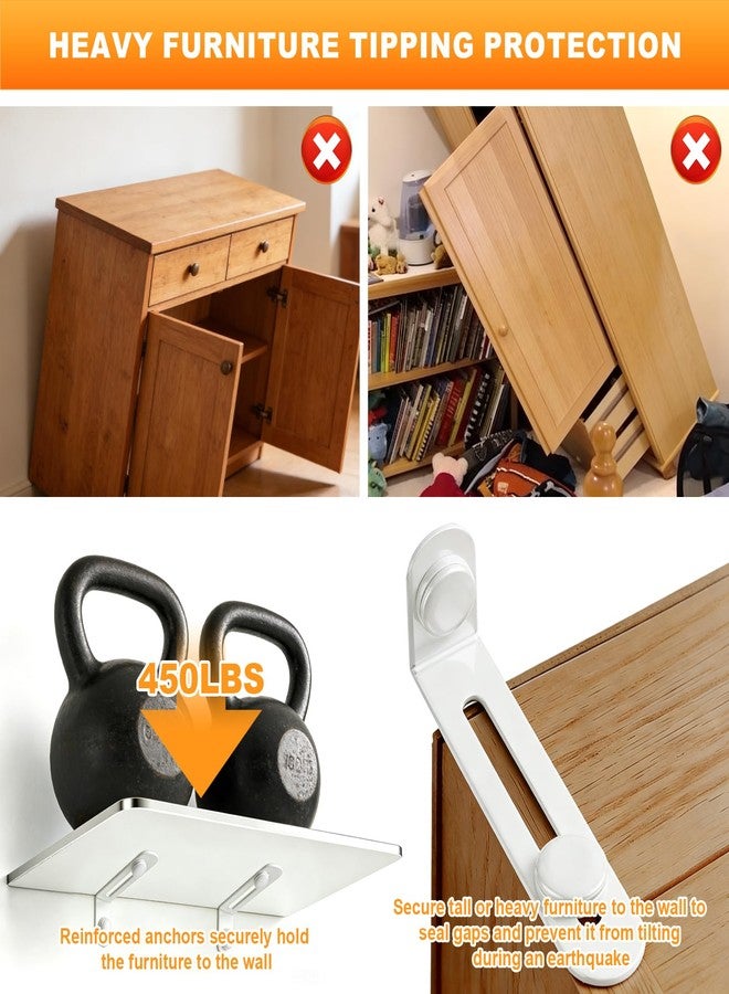 Smloplom 12 Pack Furniture Anchors for Baby Proofing, Anti Tip Furniture Anchors Kit(450lb), Furniture Wall Anchor for Dresser, Cabinet & Bookcase, Earthquake, Baby & Pet Safety in Nursery, Living Room (White) - Image 5