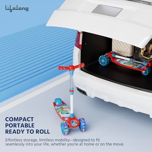 Lifelong Scooter for Kids 3+ Years - Foldable with PVC Wheels & Adjustable Height - Kick Scooter Capacity 50kg- for 3+ Year Old boy & Girl - Skate Scooter (Red/Blue) - Image 2