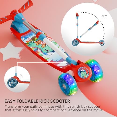Lifelong Scooter for Kids 3+ Years - Foldable with PVC Wheels & Adjustable Height - Kick Scooter Capacity 50kg- for 3+ Year Old boy & Girl - Skate Scooter (Red/Blue) - Image 3