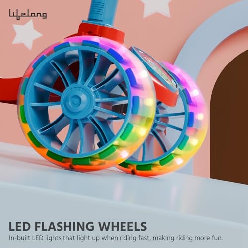Lifelong Scooter for Kids 3+ Years - Foldable with PVC Wheels & Adjustable Height - Kick Scooter Capacity 50kg- for 3+ Year Old boy & Girl - Skate Scooter (Red/Blue) - Image 4
