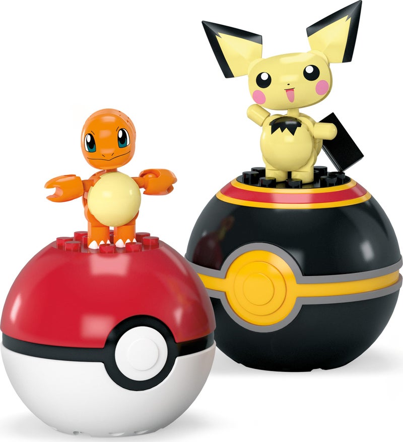 Mega Brands MEGA Pokémon Building Toys Set Pichu & Charmander with 40 Pieces, 2 Poseable Characters and Poké Ball, 2 Inches Tall, for Kids - Image 3
