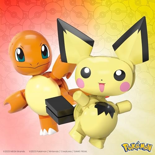 Mega Brands MEGA Pokémon Building Toys Set Pichu & Charmander with 40 Pieces, 2 Poseable Characters and Poké Ball, 2 Inches Tall, for Kids - Image 4