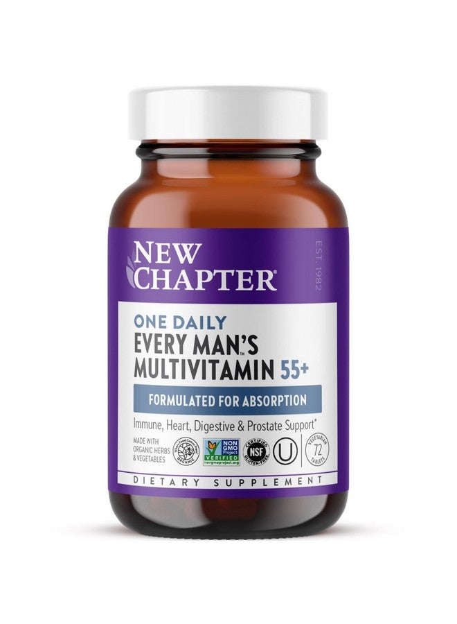 New Chapter Men's Multivitamin 50 Plus for Brain, Heart, Digestive, Prostate & Immune Support with 20+ Nutrients + Astaxanthin - Every Man's One Daily 55+, Gentle on The Stomach - 72 ct - Image 1