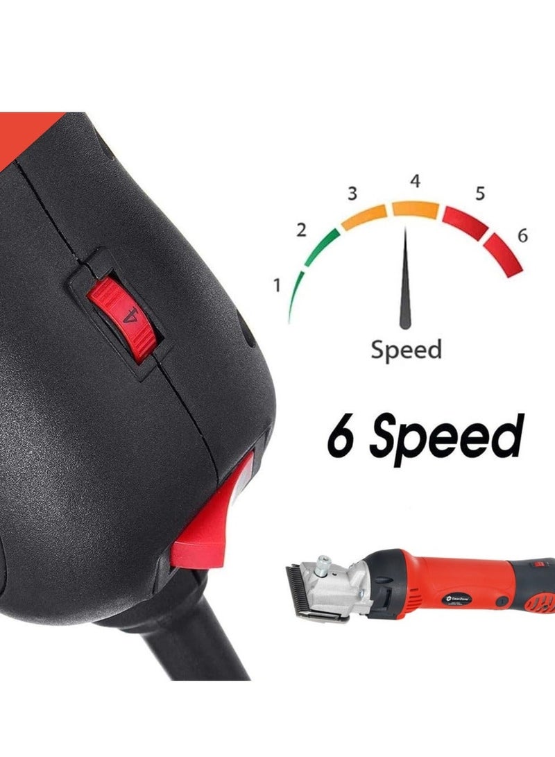 جيرزون مجموعة قص شعر الخيل الكهربائية من GearZone للخيول والماعز والمهر والماشية، 1000 وات، 6 سرعات، مقصات احترافية للخيول، مع ملحقات وصندوق أدوات - Image 3