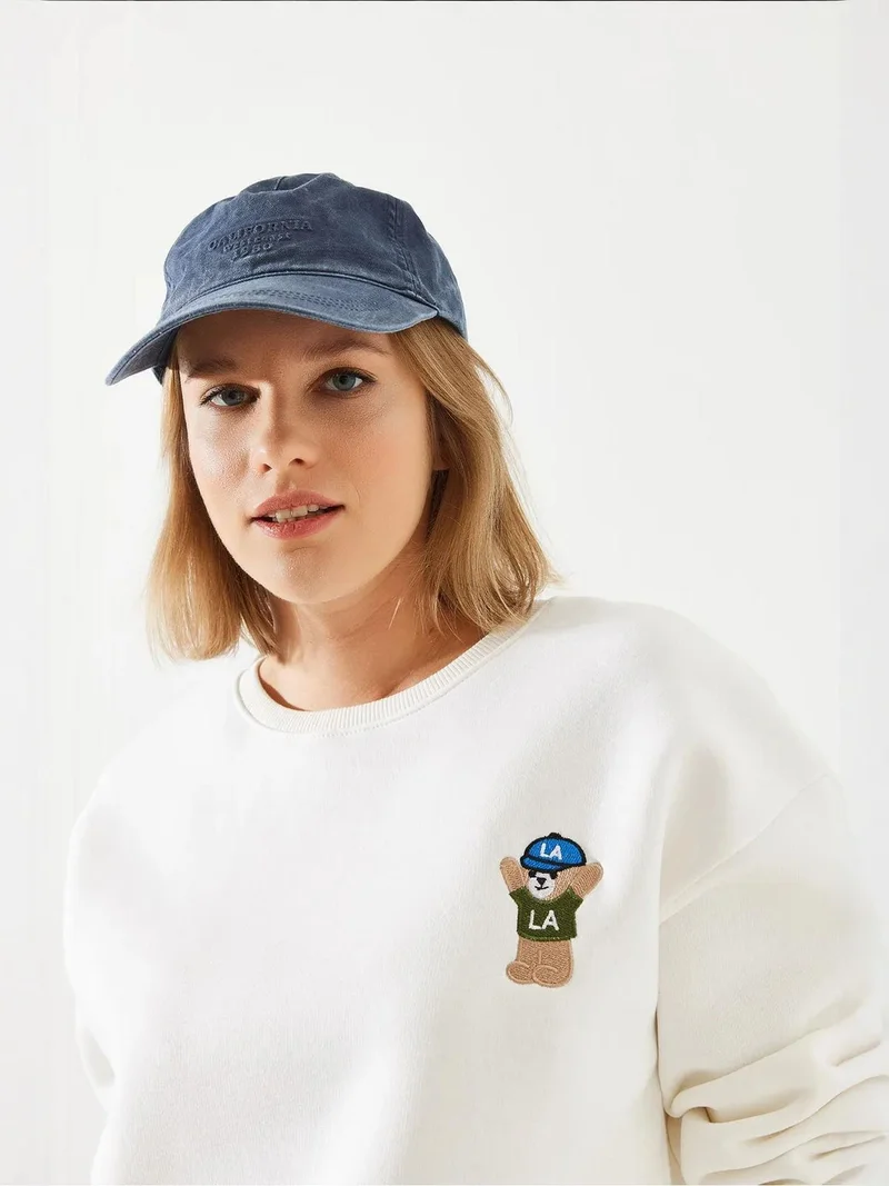 Bianco Lucci LUCCI Embroidered Cotton Crew Neck Sweatshirt