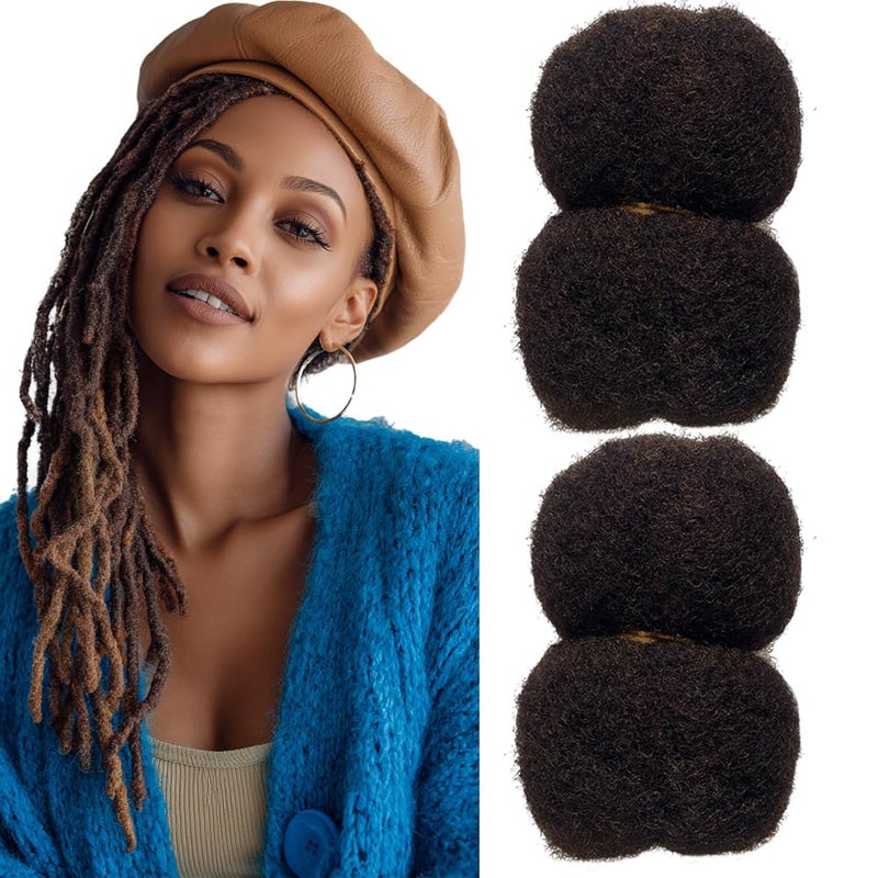 Tight Afro Kinky Human Hair for DreadlocksIdeal for Making LocsRepair ExtensionsTwist or Braids 2 BundlesPackage Darker Brown 2 8inch