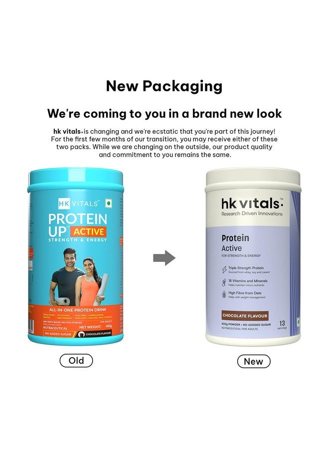 HealthKart hk vitals Protein Active (Chocolate, 400g / 0.88lbs) | All in One Triple Strength Protein | For Immunity and Stress-Relief - Image 2