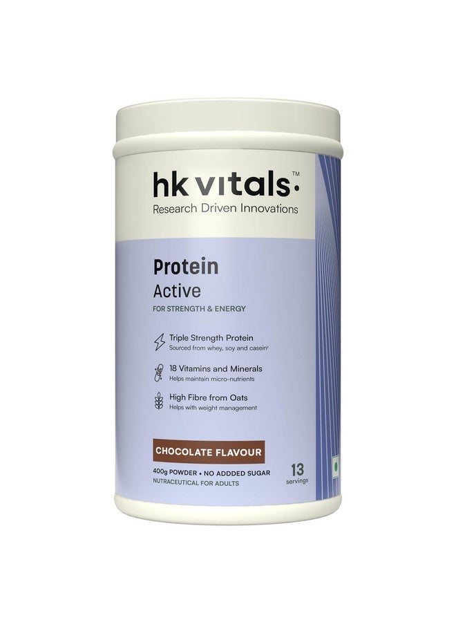 HealthKart hk vitals Protein Active (Chocolate, 400g / 0.88lbs) | All in One Triple Strength Protein | For Immunity and Stress-Relief - Image 1