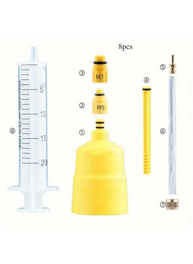 Yellow 8Pcs Bike Brake Bleed Kit For Shimano Tektro Hydraulic Disc Brakes Abs Material