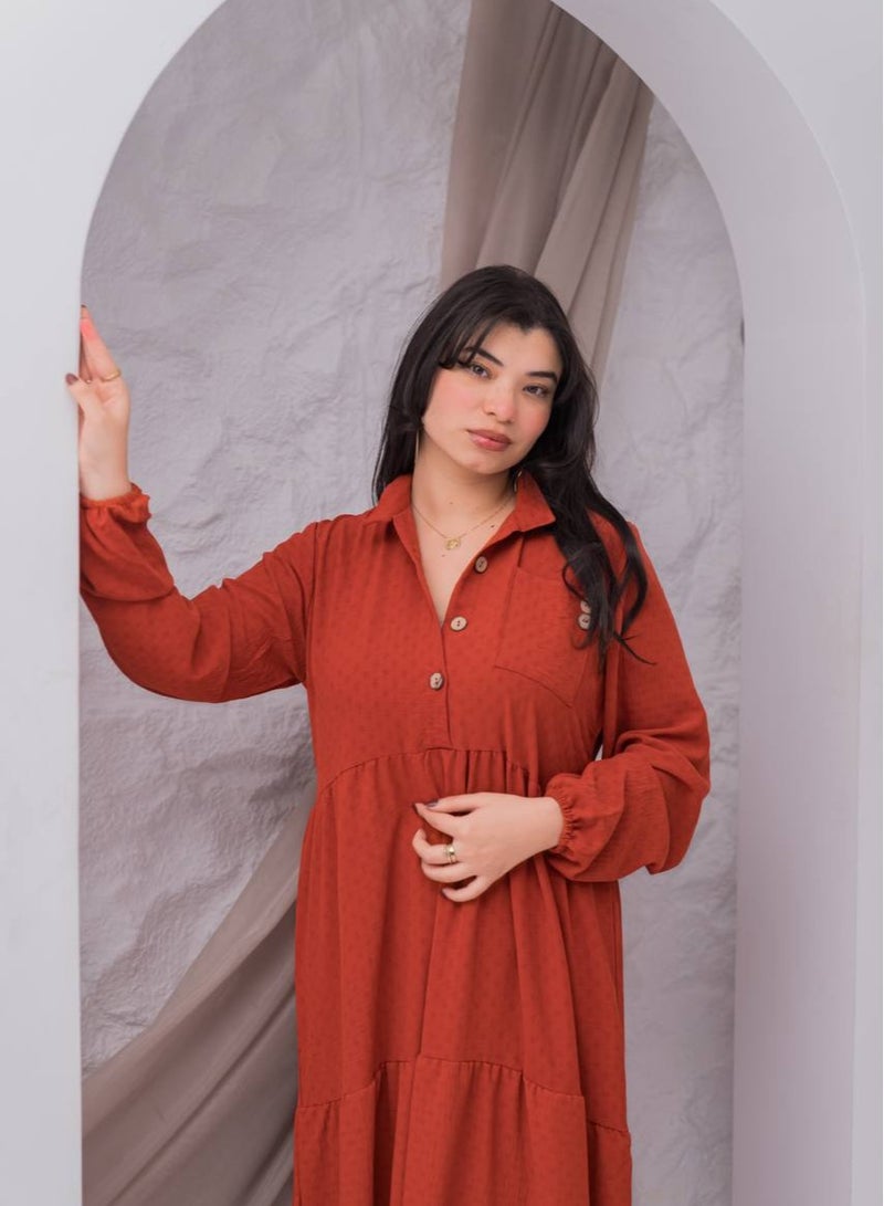 افندينا  جلابية سادة مميزه بأزرار خشبية لمظهر طبيعي وأنيقA-385 - Image 2