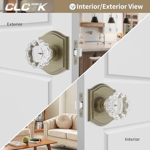 CLCTK Crystal Door Knobs Interior Vintage Passage Glass Door Knobs Antique BronzeBrass Door Knobs for Hall Closet 1 Pack - Image 3