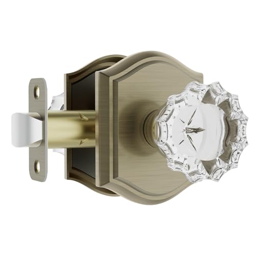 CLCTK Crystal Door Knobs Interior Vintage Passage Glass Door Knobs Antique BronzeBrass Door Knobs for Hall Closet 1 Pack - Image 1
