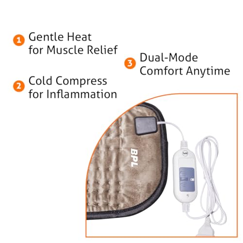 BPL Medical Technologies OrthoCare Orthopaedic Electric Heating Pad for Lower Back Pain, Lumbar, Shoulder & Knee Pain & Period Cramps Relief with Temperature Controller - Size - L - Velvet Brown - Image 4
