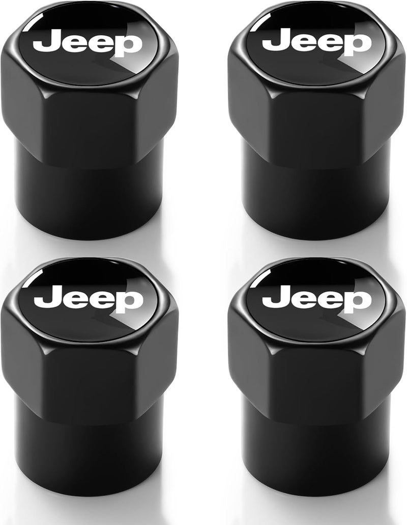 غطاء قضيب صمام الإطار لجيب (Jeep)، مصمم لتغطية قضيب الإطار المعدني مع حلقة O من الشريط، ملحق رياضي، 4 قطع (أسود) - Image 1
