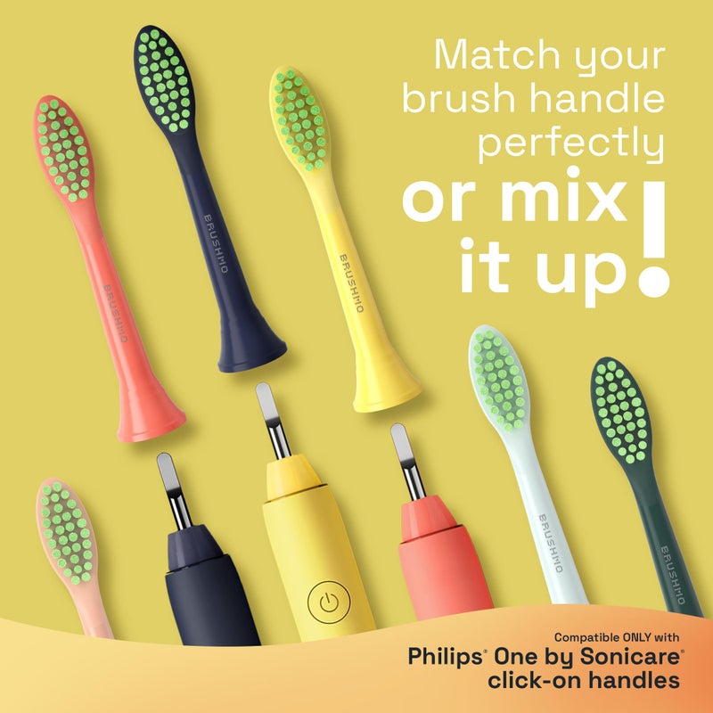 Brushmo Replacement Toothbrush Heads, Compatible with Philips One for Sonicare Electric Toothbrush Handles HY1022, 4 Standard Heads with Tongue Cleaner, Soft Dupont Bristles, BM124m, Mango - Image 2