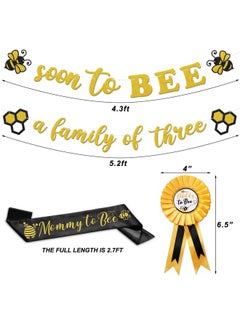 Faisichocalato Bumble Bee Baby Shower Decoration Set, Soon to Bee A Family of Three Banner Mom to Bee Sash Daddy to Bee Badge Bee Themed Sprinkle Gender Reveal Pregnancy Announcement Honeycomb Party Supplies  - Image 4