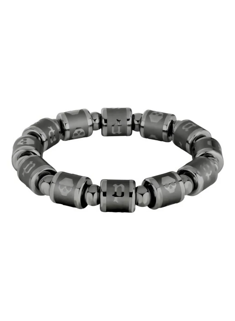 Police Skull Designed Beaded Bracelet