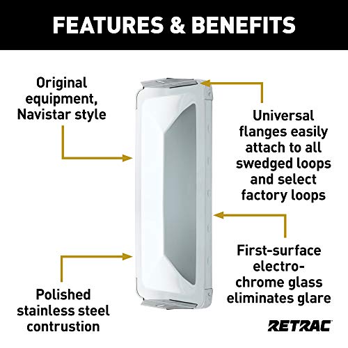 Retrac 600807 7 x 16-Inch Stainless Steel Pyramid-Back West Coast Mirror Head, Universal Driver or Passenger Side - Image 4