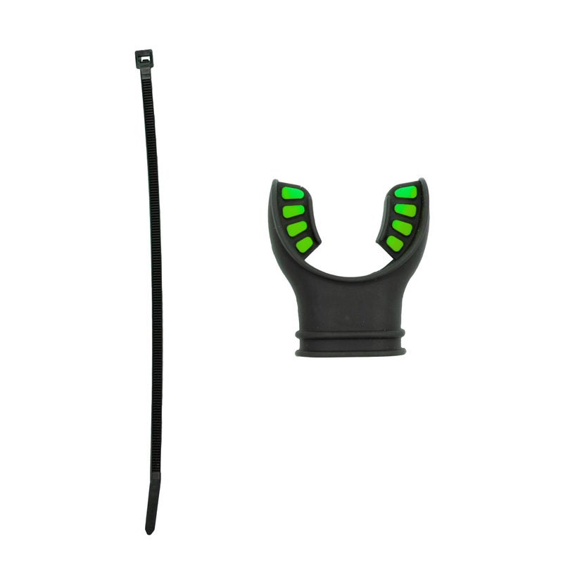 Scuba Choice Ultra Black Silicone Mouthpiece with Regulator Tie - Comfortable, Durable, Compatible - Fits Most Regulators & Snorkels for Diving and Snorkeling (Green) - Image 2