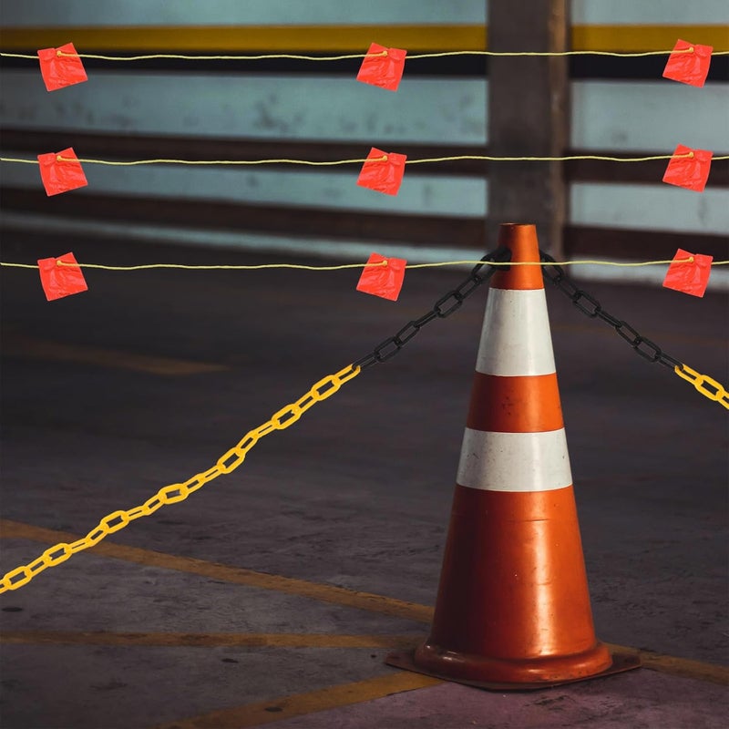 Square Flags Banner - Reflective Safety String - PVC Perimeter Marking Flags - Orange Warning Banner for Traffic Control, Sporting Events, Construction Site - Image 5