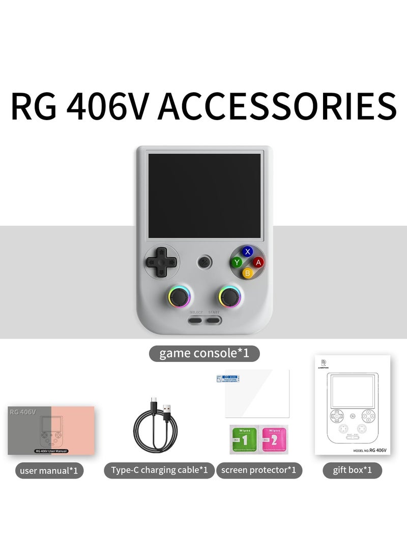 ANBERNIC  - ANBERNIC RG406V Handheld Game Console Unisoc T820 Android 13 4Inch IPS Multi Touch Screen 5500mAh 5G WIFI Bluetooth Retro Video Players(256G Grey) - Image 1