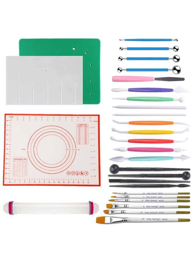 kulepin Gum Paste Flower and Leaf Tools Kit 10 Sugar Flower Modelling Tools 6 Cake Brush 4 Flower Petals Ball Tools 4 Frilling Stick 1 Fondant Flower Veining Board 1 Foam Pad 1 Silicone Mat 1 Rolling Pin - Image 1